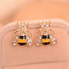 Small Bee Crystal Stud Earrings